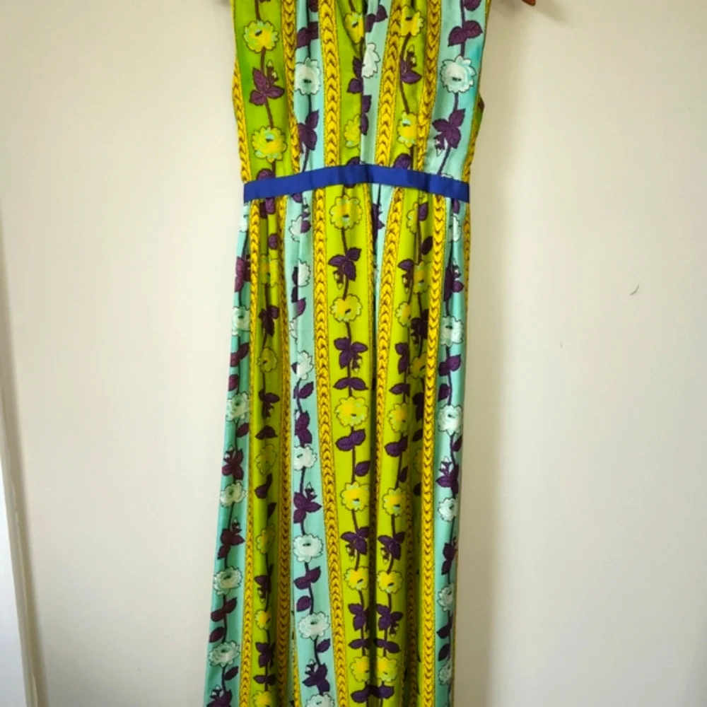 Vintage 70's Vibrant Sleeveless Maxi Dress VTG - Picture 6 of 16